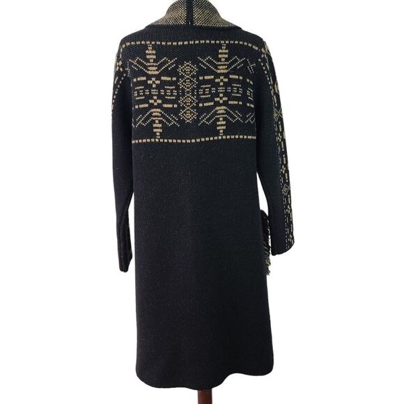 Cocogio Black Brown Long Open Front Cardigan Wool Blend Sweater Italian Made L - Picture 3 of 5